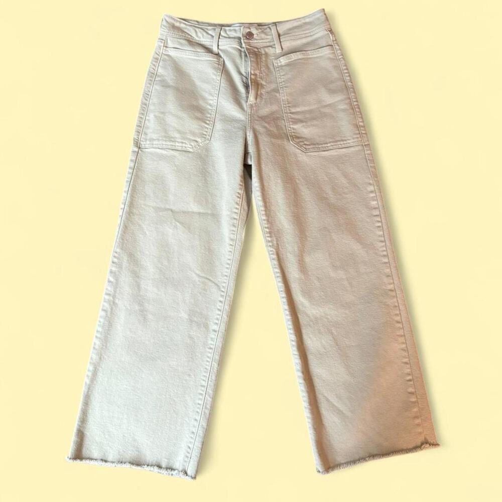 Light Green Just Black Denim High-Waisted Raw Hem Wide Leg Jeans Made in USA